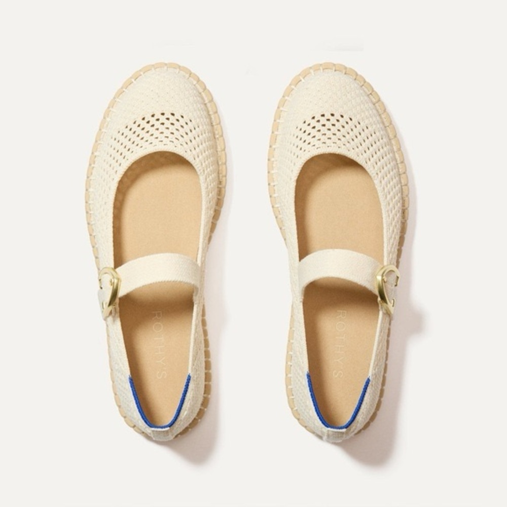 Rothy's Cream Espadrille Mary Jane Flats - Picture 2 of 8